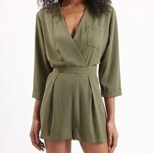 Topshop Military‎ Green Long Sleeve Romper